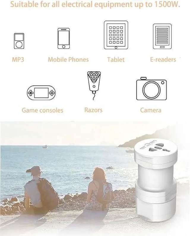 Alt view image 6 of 6 - Travel Adapter, Worldwide 3-in-1 Universal Travel Adapter Wall Charger AC Power Plug Adapter for USA EU UK AUS