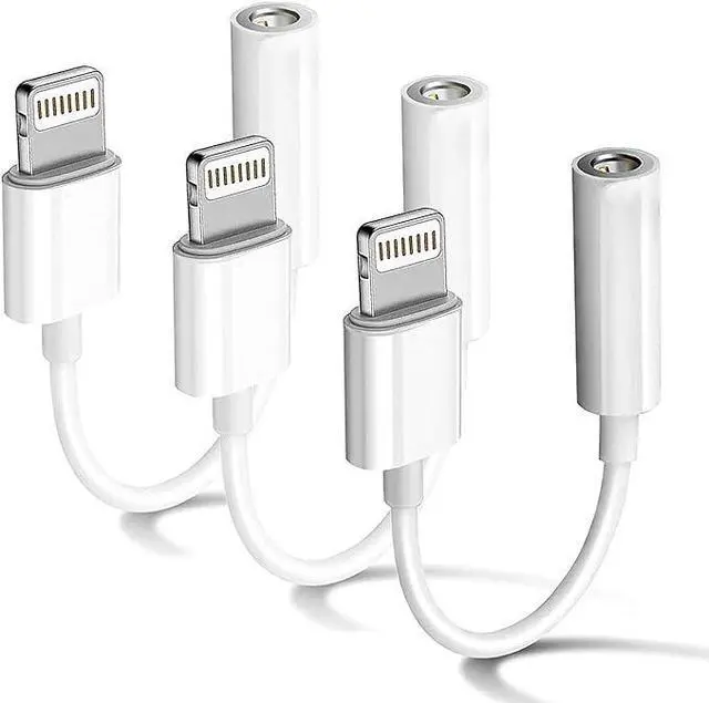 Main image of 3 Pack Headphone Adapter for iPhone Connects Lightning to 3.5mm Dongle Auxiliary Audio Splitter Cable AKAVO Adapter Compatible with iPhone 7 8 11 11 Pro 12 12 Pro X XR XS XS Max