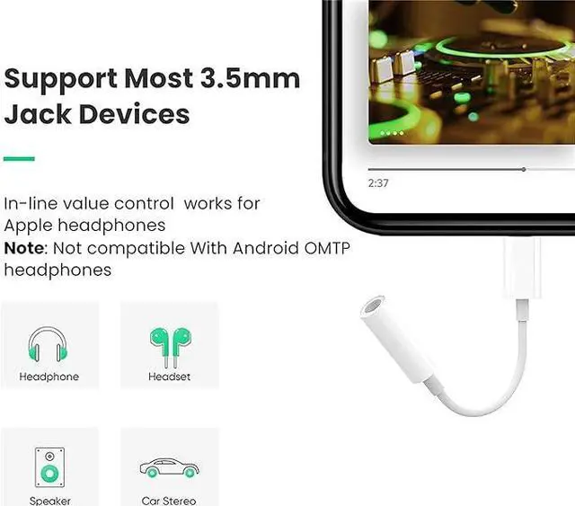 Alt view image 6 of 7 - 3 Pack Headphone Adapter for iPhone Connects Lightning to 3.5mm Dongle Auxiliary Audio Splitter Cable AKAVO Adapter Compatible with iPhone 7 8 11 11 Pro 12 12 Pro X XR XS XS Max