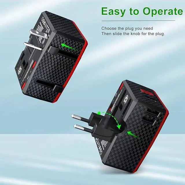 Alt view image 2 of 7 - Universal Travel Adapter Plug Adapter Worldwide with 3 USB + 1 USB-C 3.0A + International AC Socket All-in-One Travel Adapter Wall Charger Power Plug for USA EU UK AUS - Type A, C, G, I