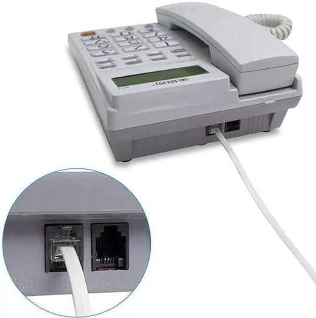 Alt view image 2 of 7 - Phone Extension Cord 33 Ft, Telephone Cable with Standard RJ11 Plug and 1 in-Line Couplers and 20 Cable Clip Holders, White