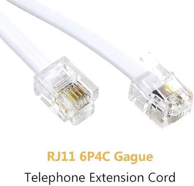 Alt view image 3 of 7 - Phone Extension Cord 33 Ft, Telephone Cable with Standard RJ11 Plug and 1 in-Line Couplers and 20 Cable Clip Holders, White