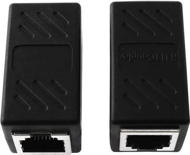 Alt view image 2 of 5 - 2PCS RJ11 6P4C Inline Coupler Modular Female to Female Straight Telephone Extension Cable Cord Coupler Adapter Jack, Black