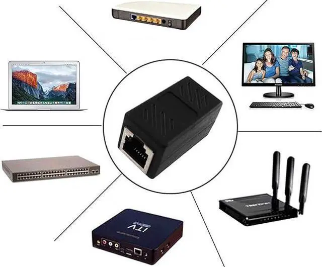 Alt view image 4 of 5 - 2PCS RJ11 6P4C Inline Coupler Modular Female to Female Straight Telephone Extension Cable Cord Coupler Adapter Jack, Black