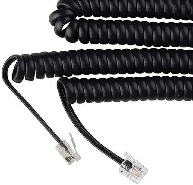Main image of Phone Cord for Landline Phone  Problem-Free, Telephone Handset Curly Land Line Cord - Easy to Use + Excellent Sound Quality  Phone Cords for Landline in Home or Office (15ft Long) Color: Black