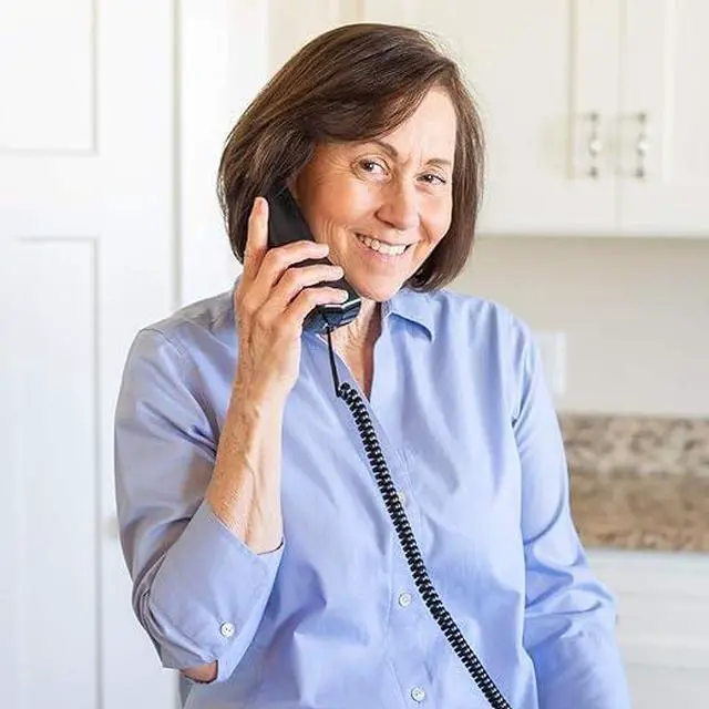 Alt view image 4 of 6 - Phone Cord for Landline Phone  Problem-Free, Telephone Handset Curly Land Line Cord - Easy to Use + Excellent Sound Quality  Phone Cords for Landline in Home or Office (15ft Long) Color: Black