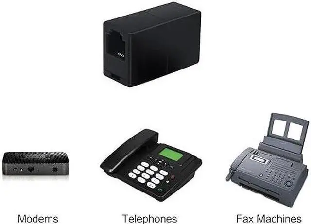 Alt view image 4 of 6 - 3 Pack Phone Line Connector Coupler, RJ11 6P4C Modular Female to Female Straight Telephone Extension Cord Coupler Adapter Jack - Black