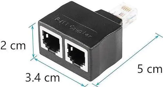 Alt view image 2 of 6 - Phone Jack Splitter RJ11 Male to 2 Female 6P6C Telephone Inline Coupler Telephone Extension Adapter for Landline Fax Machine 2 PCS (M/F)
