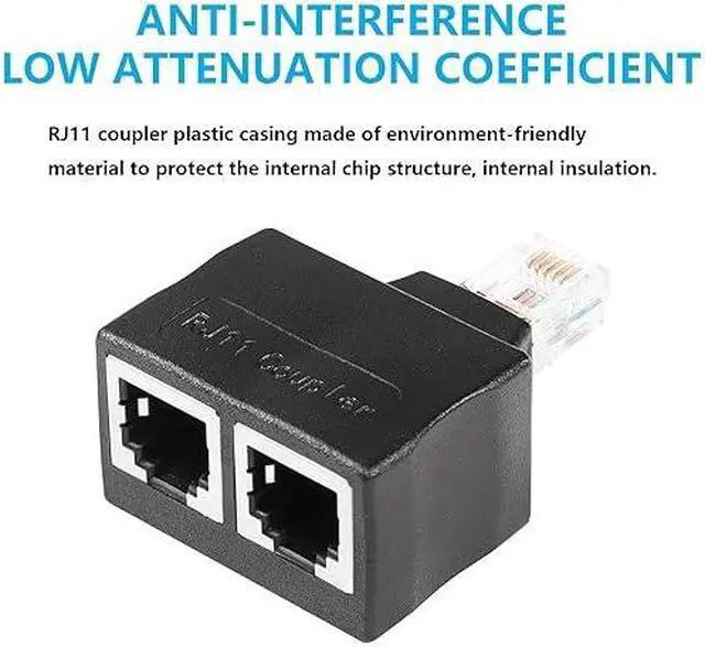 Alt view image 5 of 6 - Phone Jack Splitter RJ11 Male to 2 Female 6P6C Telephone Inline Coupler Telephone Extension Adapter for Landline Fax Machine 2 PCS (M/F)