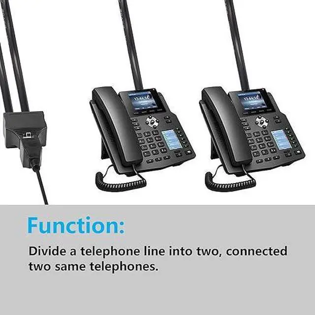 Alt view image 6 of 6 - Phone Jack Splitter RJ11 Male to 2 Female 6P6C Telephone Inline Coupler Telephone Extension Adapter for Landline Fax Machine 2 PCS (M/F)