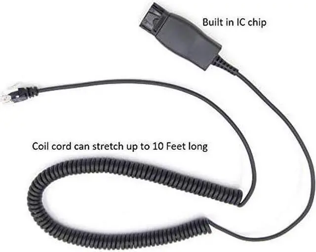 Alt view image 4 of 5 - HIS-1 Quick Connect Disconnect Cable to RJ9 Plug Adapter Replacement QD Release Coil Cord Extension for Plantronic Headsets Compatible with Avaya IP 1608, 1616, 9610, 9620, 9620L, 9620C, 9630, 9630G