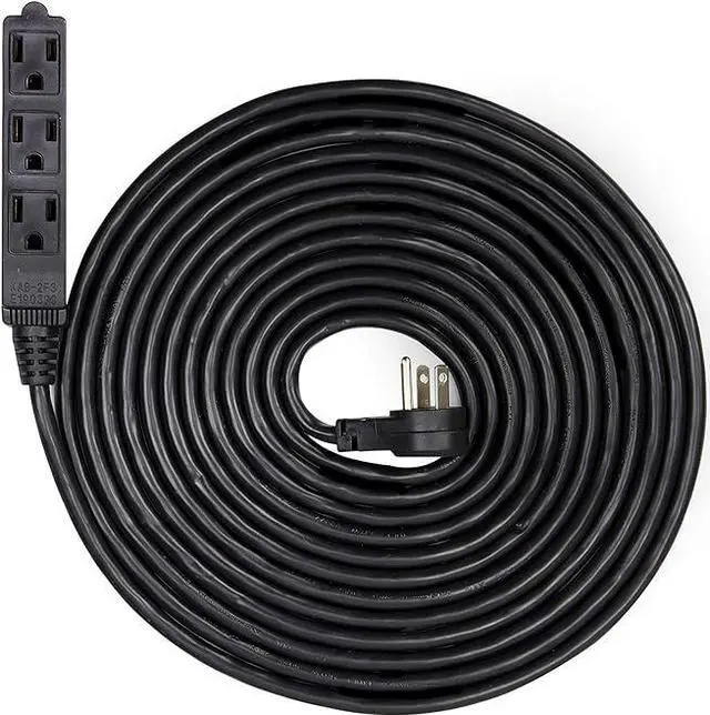 Alt view image 2 of 3 - 30 Feet Heavy Duty Extension Cord / Wire , Multi 3 Outlet , 3 Prong Grounded , Angled Flat Plug , 16/3 , SPT3 , UL Listed , Black