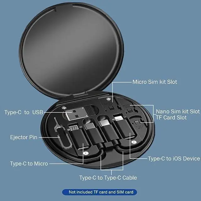 Alt view image 2 of 5 - USB C Adapter OTG Cable Kit, Multi Charging Cable Case Convertor USB C to iOS Device/Type C/Micro/USB A Adapter, Data Transfer Contains Card Slot for Traveling, Use as Phone Holder (Black)
