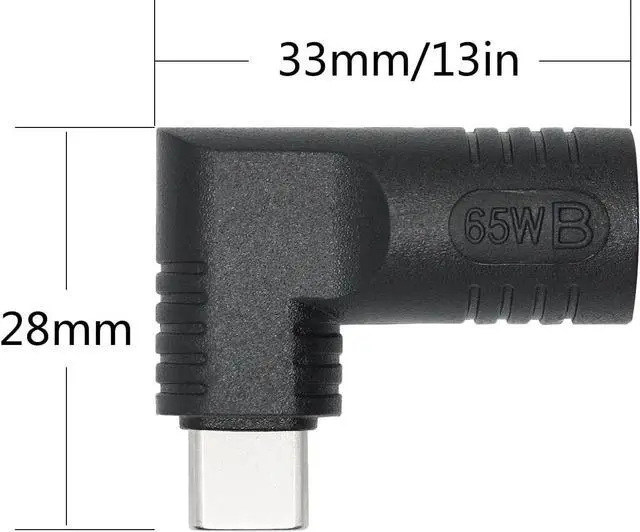 Alt view image 3 of 6 - Right Angle DC 7406 to USB C Connector Adapter, 90 Degree PD 65W DC 7.4mm x 0.6mm to USB Type C Male Plug Power Charge Adapter for Laptop, Phone - Black