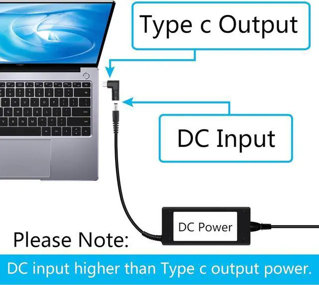 Alt view image 6 of 6 - Right Angle DC 7406 to USB C Connector Adapter, 90 Degree PD 65W DC 7.4mm x 0.6mm to USB Type C Male Plug Power Charge Adapter for Laptop, Phone - Black