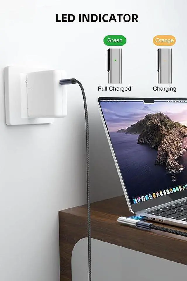 Alt view image 4 of 6 - 140W 90 Degree USB C to Magnetic 3 Charging Adapter Compatible with MacBook Pro 2023 (M2, 14/16 inch), MacBook Air 2022 (M2), MacBook Pro 2021 (M1, 14/16 inch)