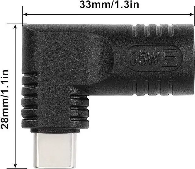 Main image of DC 3.5mm x 1.35mm to USB C Adapter,90 Degree DC to PD 65W USB Type C Male Power Plug Charge Adapter Compatible for Laptop Phone
