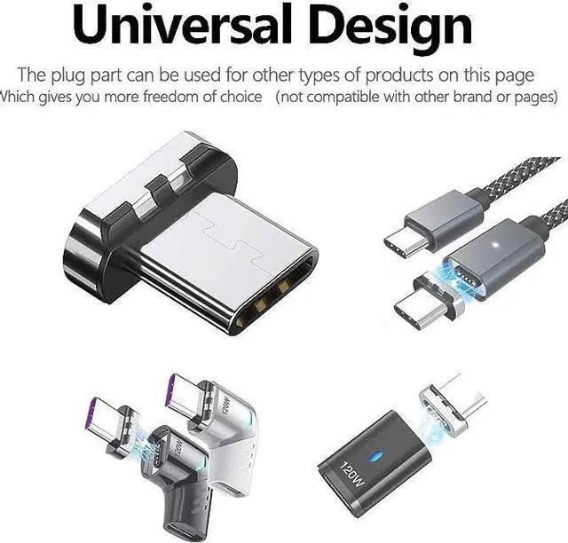 Alt view image 5 of 6 - USB C Magnetic Adapter Plug Part (Device End), USB2.0 5Pins Type C Connector, Support USB PD 120W Quick Charge, Can't Use Alone