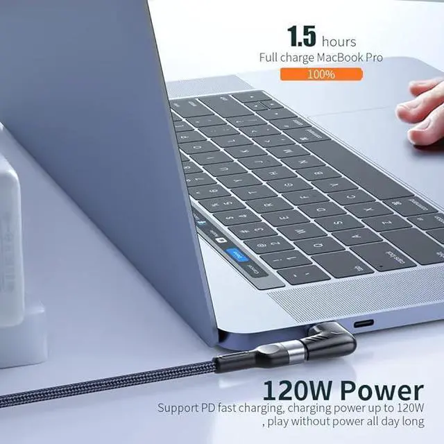 Alt view image 2 of 6 - USB C Magnetic Adapter, Magnetic USB C to USB C Connector Right Angle with PD 120W Fast Charge&480Mbps Data Transfer Compatible with MacBook Pro/Air and More Type C Smartphone, Laptop, Tablet (Black)