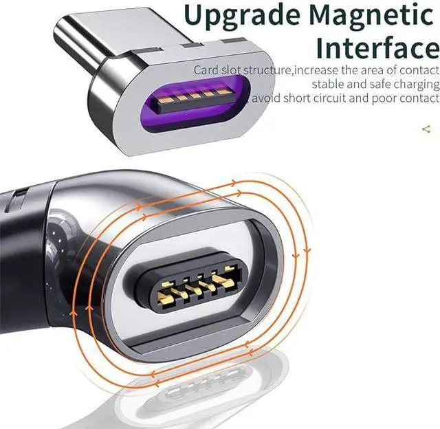 Alt view image 4 of 6 - USB C Magnetic Adapter, Magnetic USB C to USB C Connector Right Angle with PD 120W Fast Charge&480Mbps Data Transfer Compatible with MacBook Pro/Air and More Type C Smartphone, Laptop, Tablet (Black)