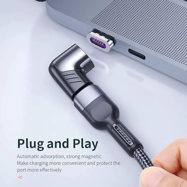 Alt view image 6 of 6 - USB C Magnetic Adapter, Magnetic USB C to USB C Connector Right Angle with PD 120W Fast Charge&480Mbps Data Transfer Compatible with MacBook Pro/Air and More Type C Smartphone, Laptop, Tablet (Black)