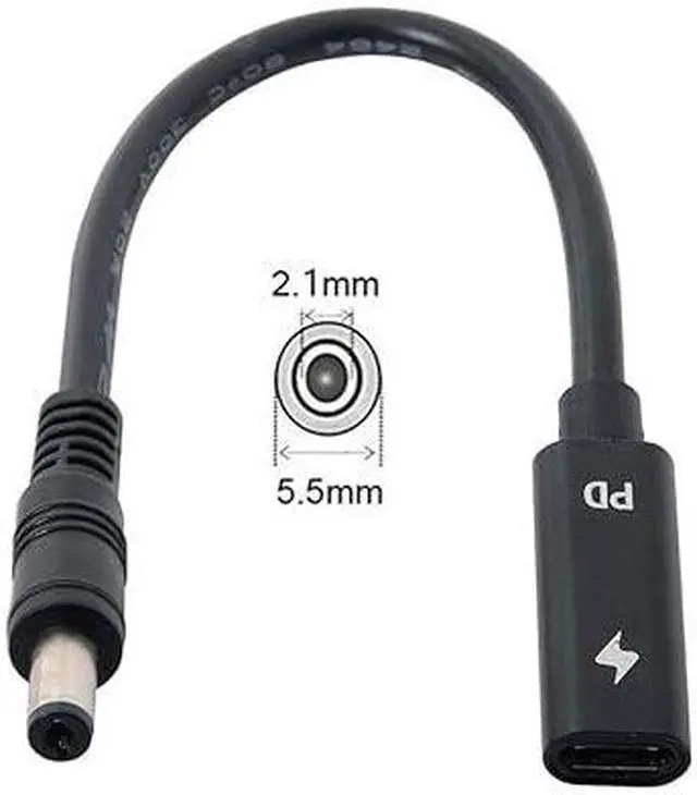 Main image of cablecc Type C USB-C Female Input to DC 5.5x2.1mm Power PD Charge Cable fit for Laptop 18-20V
