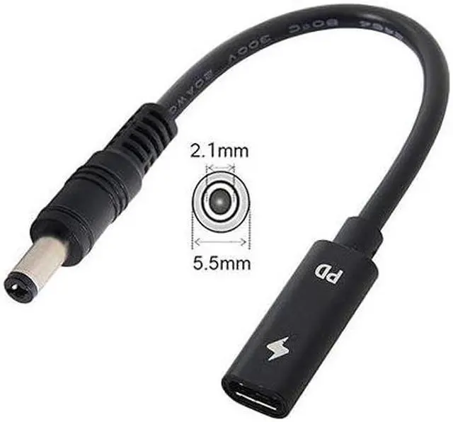 Alt view image 3 of 5 - cablecc Type C USB-C Female Input to DC 5.5x2.1mm Power PD Charge Cable fit for Laptop 18-20V