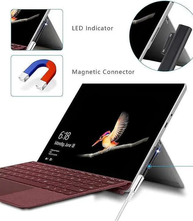 Alt view image 5 of 6 - 15V 3A Type-c Female to Surface Magnetic Charging Adapter, Compatible with Surface Pro 3/4/5/6/7/X, Laptop 1/2/3 & Surface Book/Go[2 PCS, Black Female]