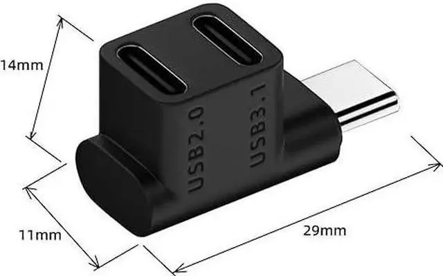 Alt view image 2 of 6 - CY USB4 USB-C Type C Male Female Power Data Video Extension Connector Adapter for NS Switch & Phone & Laptop (Male to Dual Female)