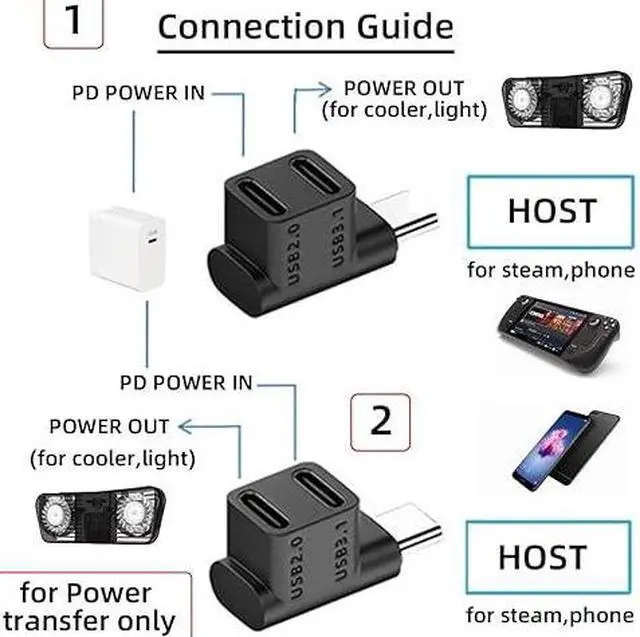 Alt view image 5 of 6 - CY USB4 USB-C Type C Male Female Power Data Video Extension Connector Adapter for NS Switch & Phone & Laptop (Male to Dual Female)