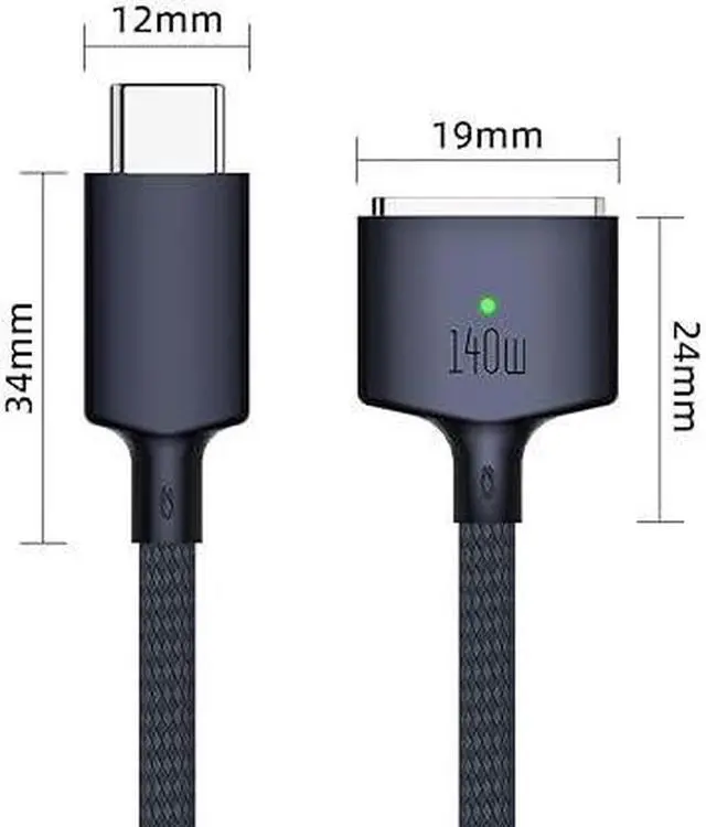 Alt view image 2 of 5 - 140W USB C to Magnetic 3 Charging Cable 6.6ft, Compatible with MacBook Pro 2023 (M2, 14/16 inch), MacBook Air 2022 (M2), MacBook Pro 2021 (M1, 14/16 inch) - Midnight