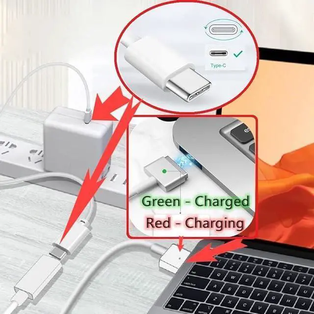 Alt view image 2 of 6 - USB C Female to Magnetic 2 T Tip Charging Cable Converter for Magnetic 2 T Tip for Pro 13/15 inch for air 11/13 inch(After Late 2012 Models)