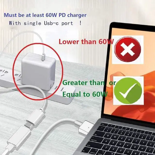 Alt view image 6 of 6 - USB C Female to Magnetic 2 T Tip Charging Cable Converter for Magnetic 2 T Tip for Pro 13/15 inch for air 11/13 inch(After Late 2012 Models)