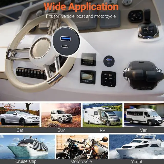 Alt view image 6 of 7 - USB Type C 3.0 and USB 3.0 Male to Female Flush Mount Cable Waterproof Kit Accessories Car Dash Panel Mount Adapter Converter Extension Extender for Car Boat Motorcycle Motorbike 3 Feet