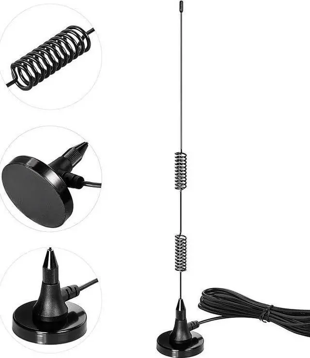 Alt view image 3 of 7 - Dual Band VHF UHF 136-174MHz 400-470MHz Ham Radio Magnetic Base Antenna Handheld Two Way Radio SMA Male Antenna for Ham Radio Walkie Talkie Icom Yaesu Vertex Standard Horizon Marine VHF Radio