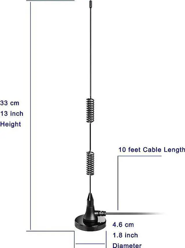 Alt view image 4 of 7 - Dual Band VHF UHF 136-174MHz 400-470MHz Ham Radio Magnetic Base Antenna Handheld Two Way Radio SMA Male Antenna for Ham Radio Walkie Talkie Icom Yaesu Vertex Standard Horizon Marine VHF Radio