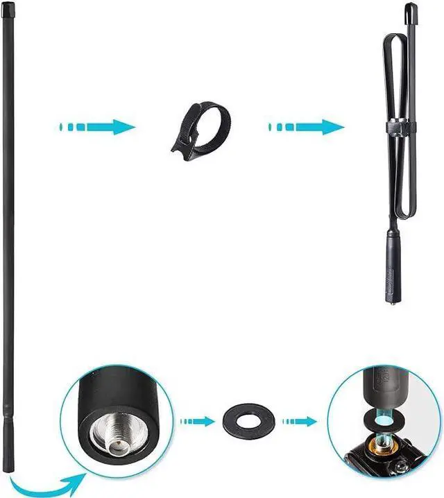 Alt view image 3 of 5 - Dual Band VHF UHF 136-520MHz 31 inch Foldable CS Tactical SMA Female Ham Radio Antenna for Kenwood Wouxun Baofeng BF-F8HP UV-5R UV-82 BF-888S GT-3 Handheld Ham Two Way Radio Walkie Talkie
