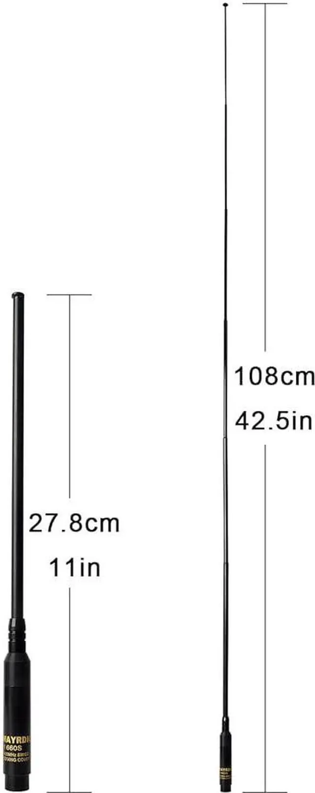 Alt view image 4 of 4 - Dual Band VHF UHF Ham Radio Telescopic Antenna SMA Male 42 inch Retractable Replacement Long Antenna for Walkie Talkie Yaesu Vertex VX-3R VX-132 WOUNXUN KG-UV8D TYT Radios