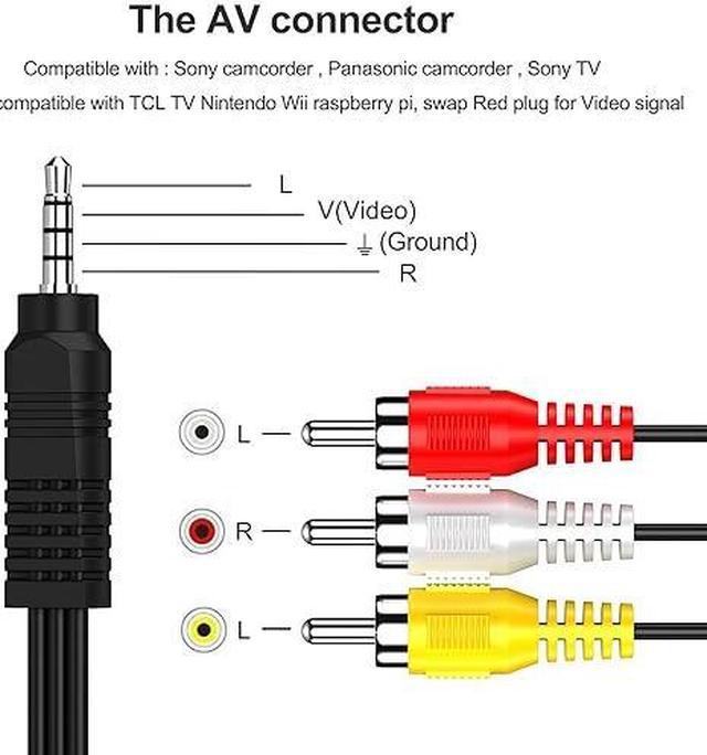3.5mm Male Plug to 3 RCA Male Audio Video Cable
