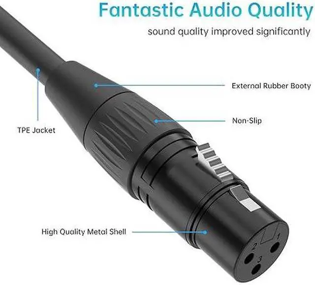 Alt view image 5 of 6 - Female to Female Cable, 3 Pin XLR Female to Female Microphone Mic Cord for Audio and Sound Equipments(5ft/1.5m,1pack)