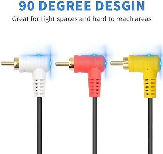 Alt view image 2 of 7 - RCA Extenion Cable (5FT/1.5M), Composite AV Extension Cable, 90 Degree 3RCA Male to Female Extension Audio Cable with Gold Plate for DVD, CD, AV, TV etc
