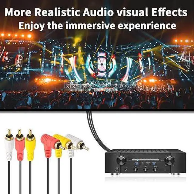 Alt view image 5 of 7 - RCA Extenion Cable (5FT/1.5M), Composite AV Extension Cable, 90 Degree 3RCA Male to Female Extension Audio Cable with Gold Plate for DVD, CD, AV, TV etc