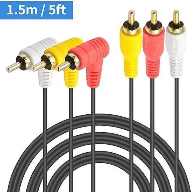 Alt view image 7 of 7 - RCA Extenion Cable (5FT/1.5M), Composite AV Extension Cable, 90 Degree 3RCA Male to Female Extension Audio Cable with Gold Plate for DVD, CD, AV, TV etc