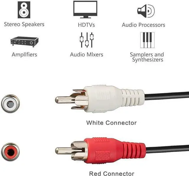Alt view image 5 of 5 - AV Extension Cable RCA Stereo Audio Extension Cable 2RCA Male to 2RCA Female Audio Extension Cable Red/White Connectors,6FT