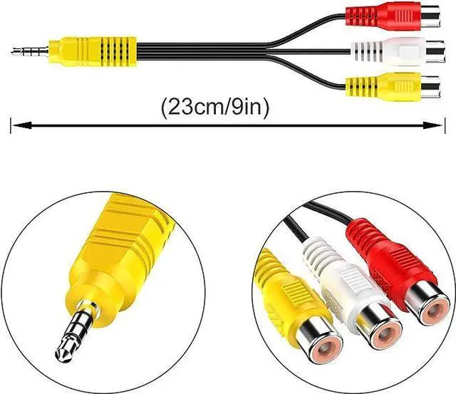 Alt view image 3 of 5 - Video AV Component Adapter Cable Replacement for TCL TV, 3 RCA to AV Input Adapter - 23CM/9in