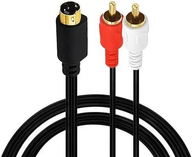 Main image of S-Video 4 Pin Mini DIN to RCA Splitter Cable, Gold Plated 4 Pin Mini DIN S-Video Male to 2 RCA Male Audio Y Splitter Extension Adapter Cable (1.5M/5 Feet)