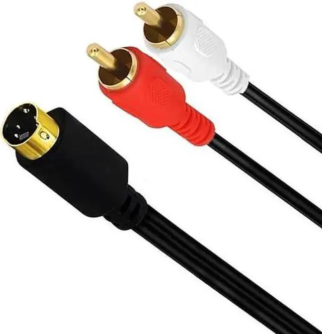 Alt view image 2 of 5 - S-Video 4 Pin Mini DIN to RCA Splitter Cable, Gold Plated 4 Pin Mini DIN S-Video Male to 2 RCA Male Audio Y Splitter Extension Adapter Cable (1.5M/5 Feet)