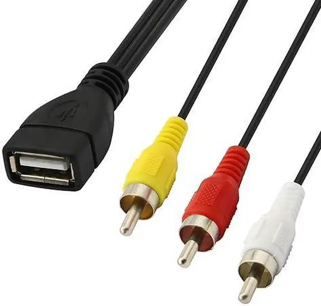 Alt view image 5 of 5 - USB to RCA Cable,USB A 2.0 Female to 3 RCA Male Jack Splitter Audio Video AV Composite Adapter Cable for TV/PC -5FT (USB 2.0 Female to RCA Male)