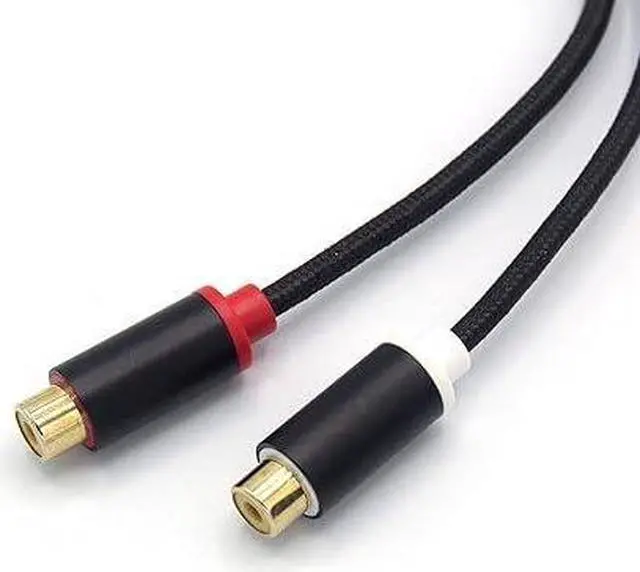 Alt view image 3 of 7 - RCA Connector Audio Cable 3.5mm Male to 2 Famale 1 feet, RCA Stereo Audio Y-Adapter Splitter Cable Hi-Fi Sound Gold Plated Copper Shell Nylon-Braided