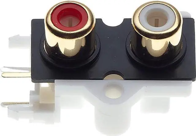 Alt view image 2 of 4 - 2X Phono Sockets, Gold Plated Contact Parts, PCB - RCA Female Jack 4 Pin Mounted AV Concentric Outlet 2 Socket Connector Stereo Audio Video
